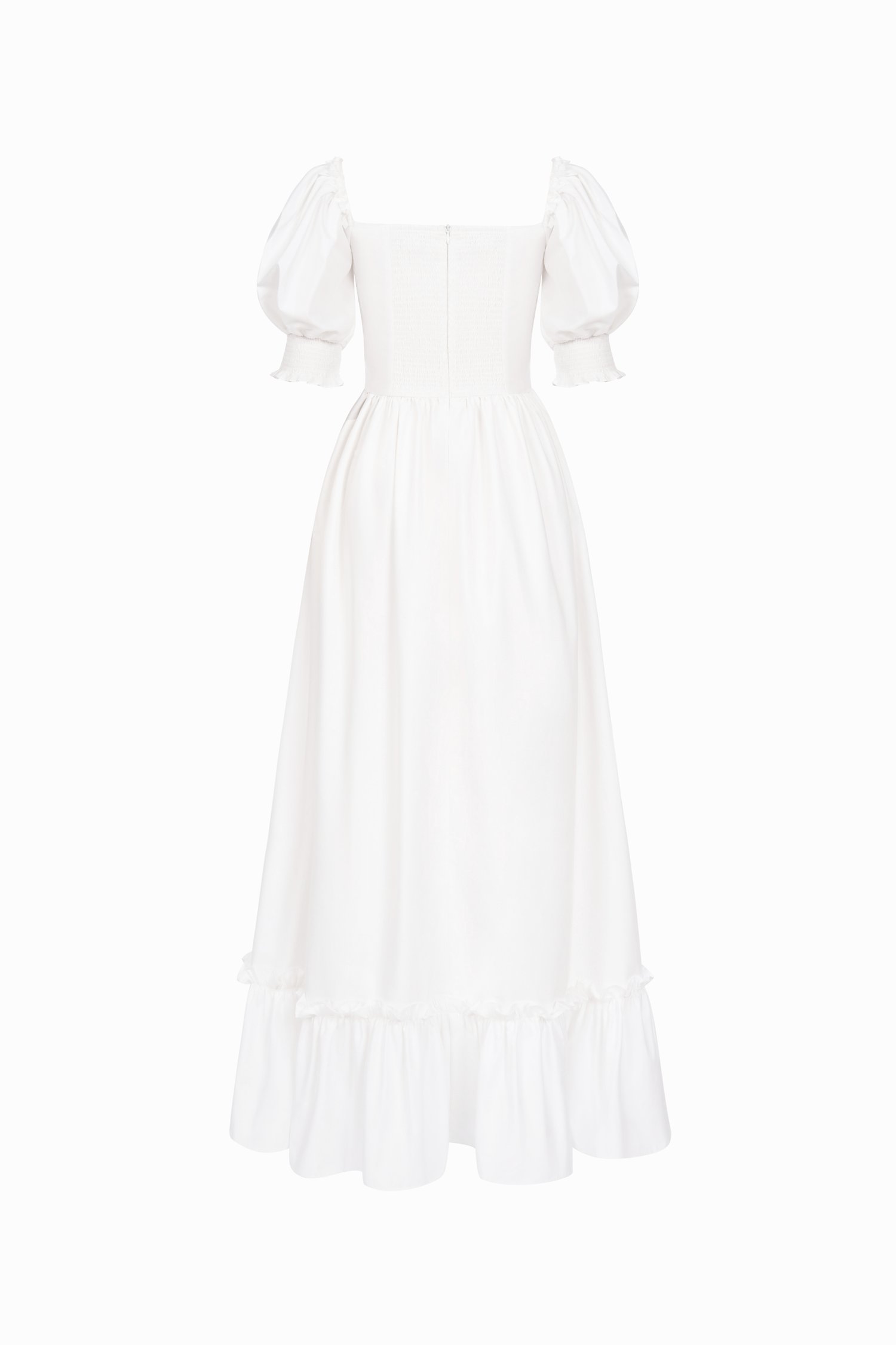 Ang&eacute;lique Sweetheart Ruffle Maxi Dress in Iconic White