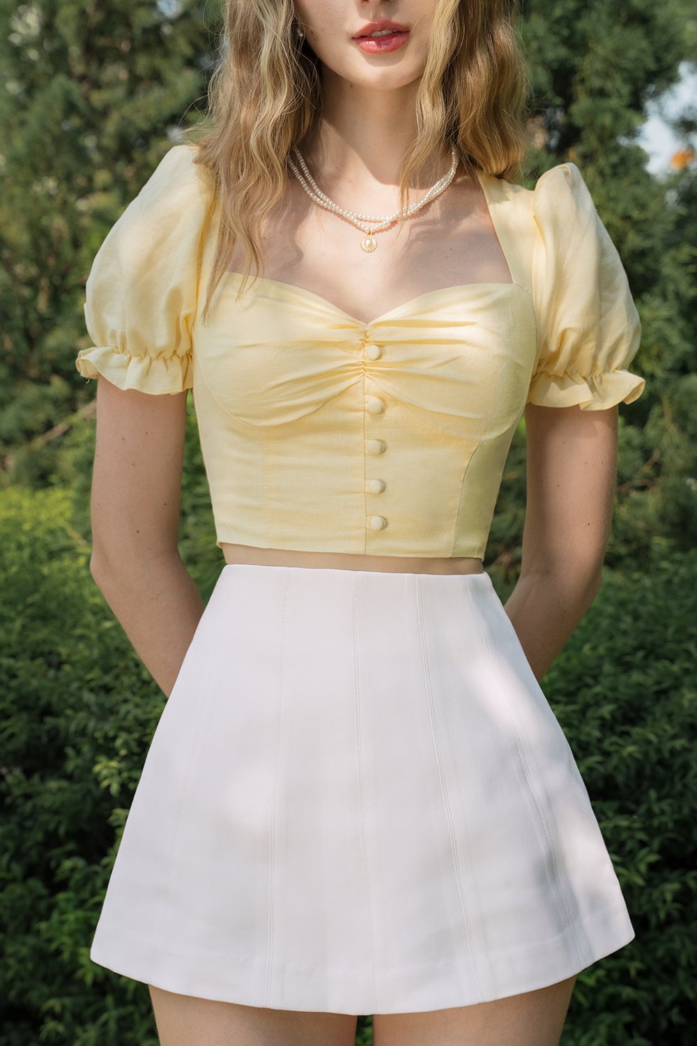 Arielle Topstitch Skort in Iconic White