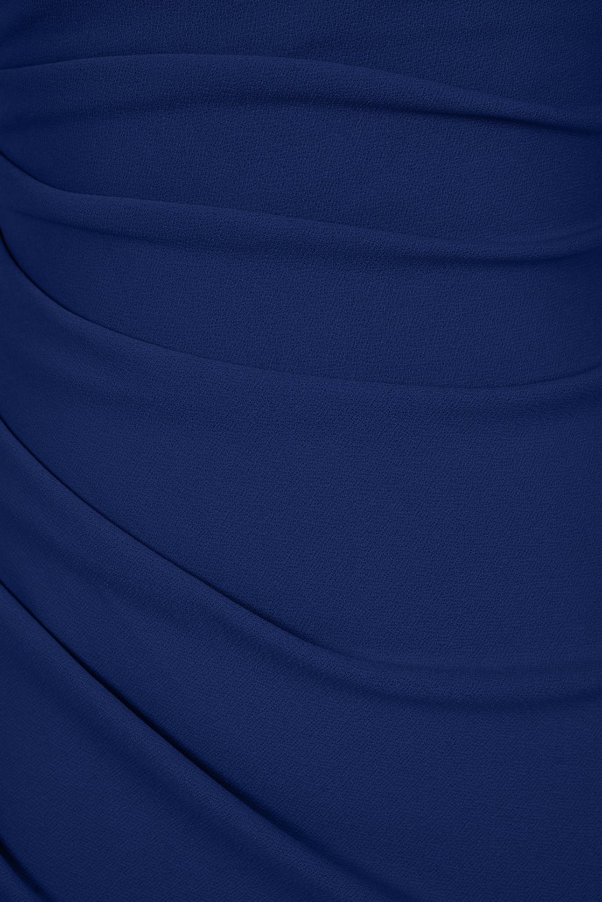 Clea Strappy wide U-neck Padded Ruched Dress in Cobalt Blue