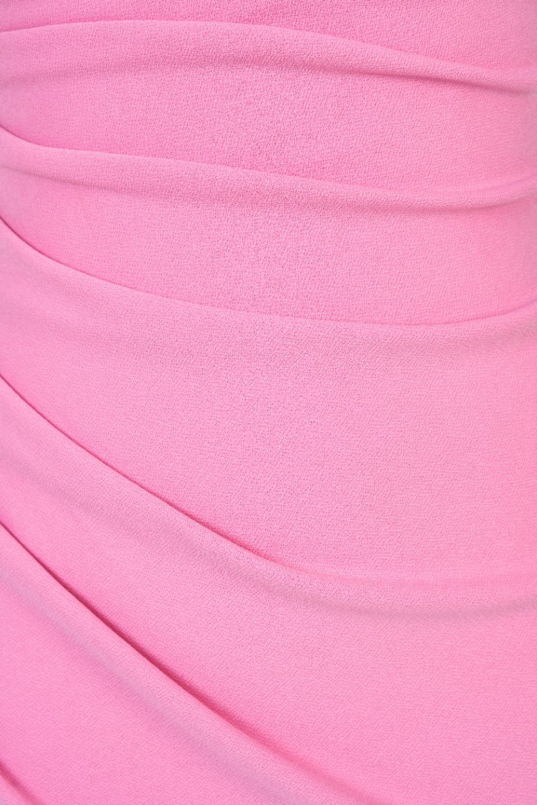 Clea Strappy wide U-neck Padded Ruched Dress in Candy Pink