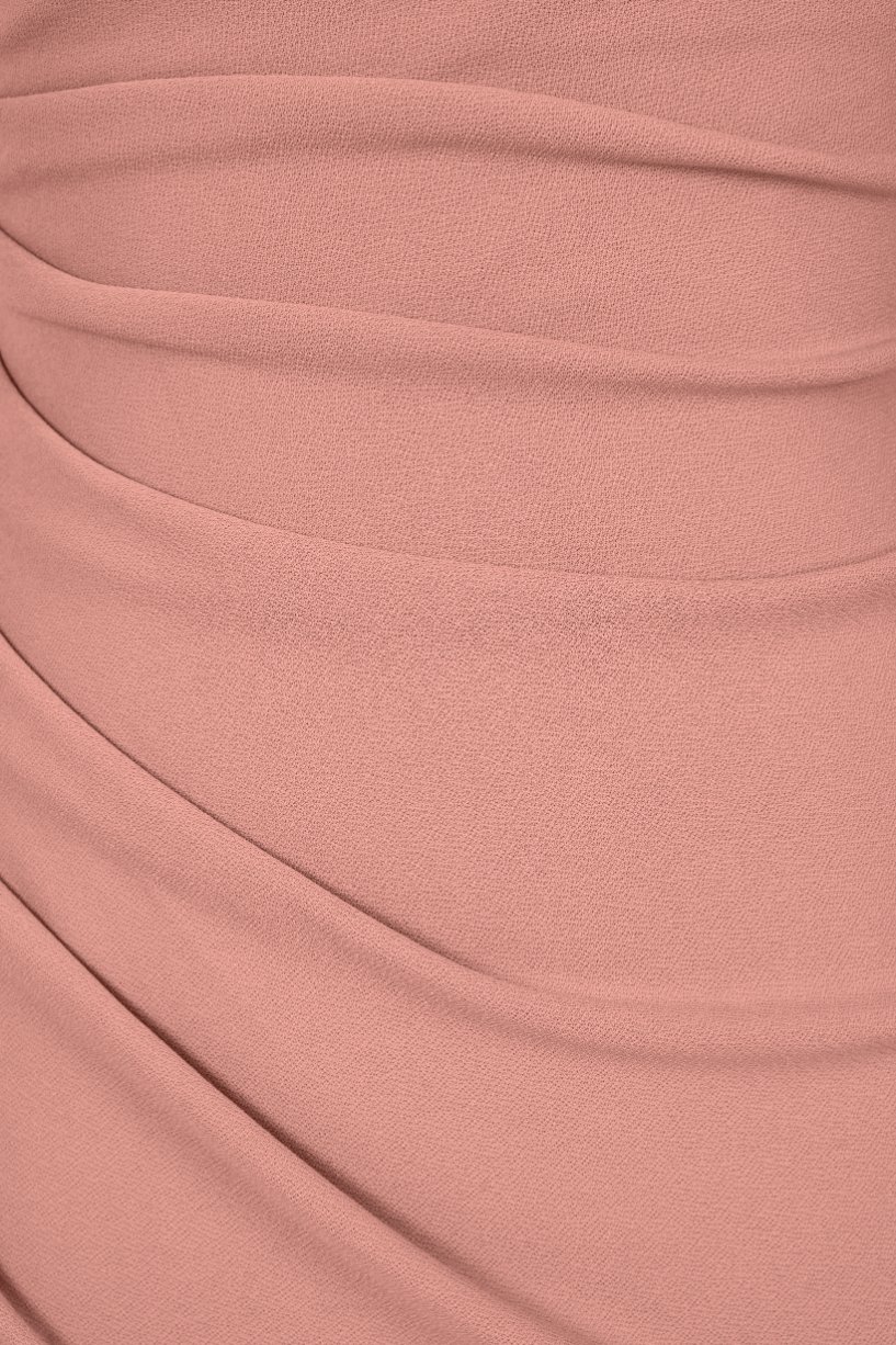 Clea Strappy wide U-neck Padded Ruched Dress in Dusty Rose