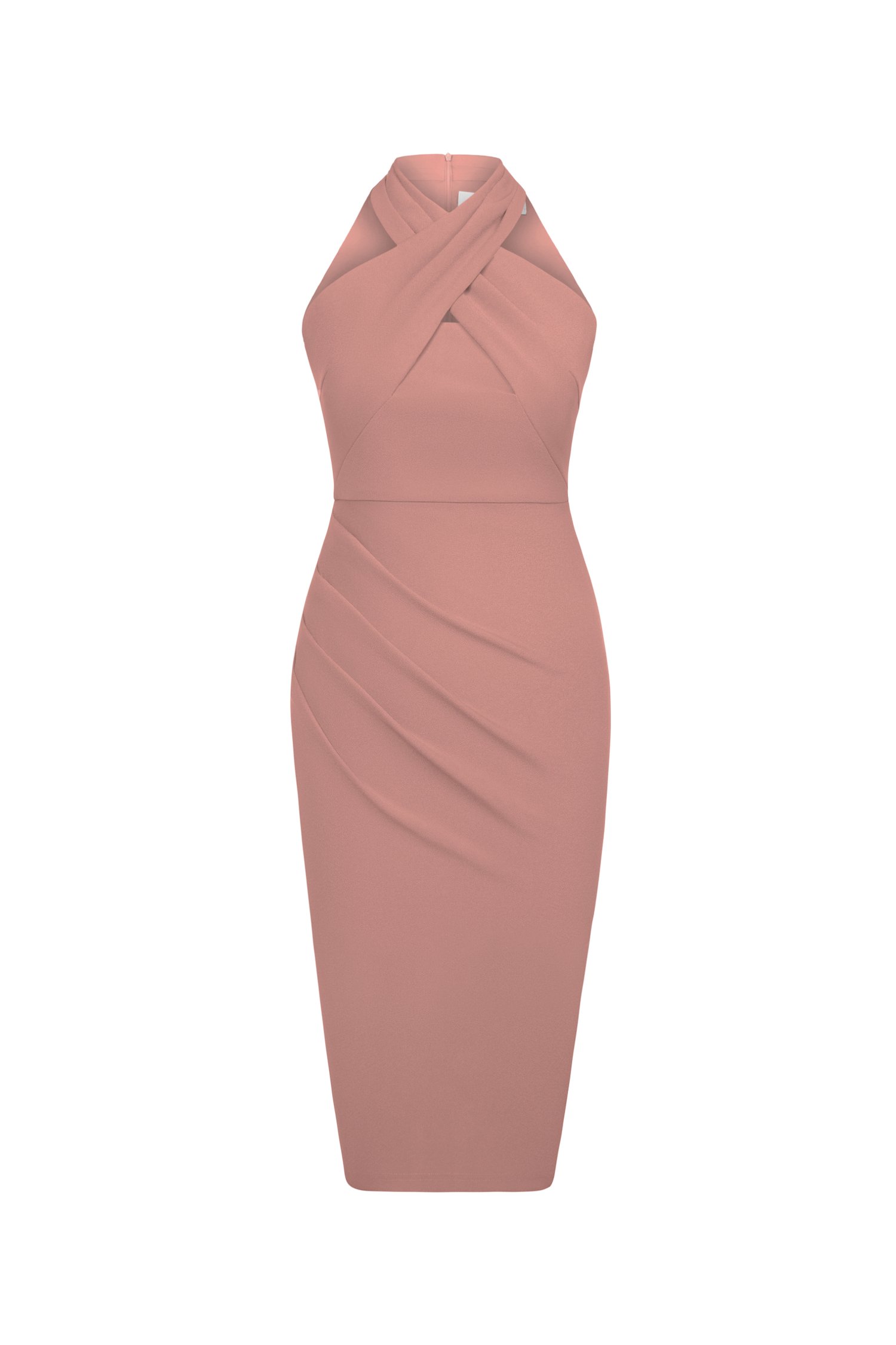 Janelle Crossover Halter Dress in Dusty Rose
