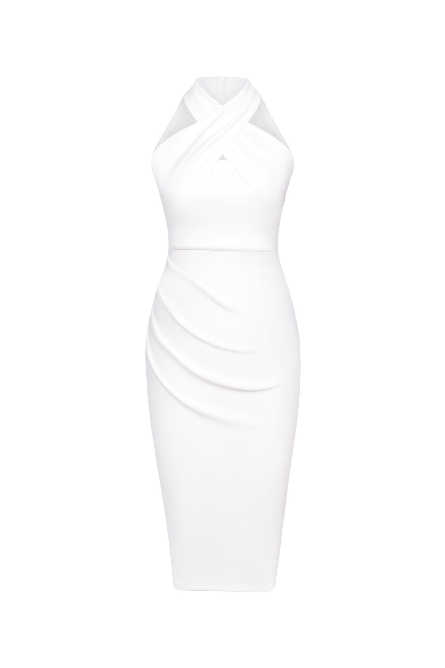 Janelle Crossover Halter Dress in Iconic White