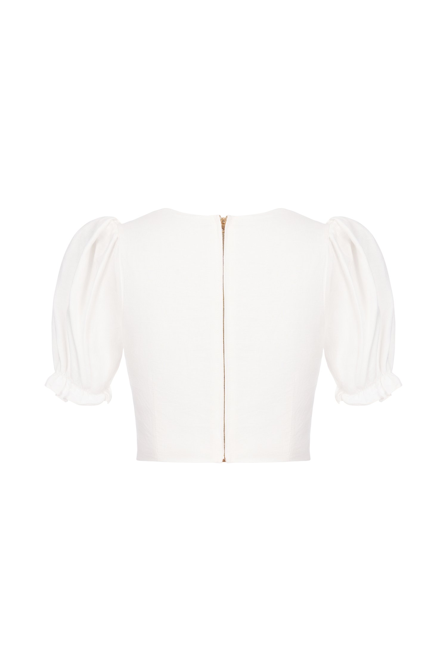 Laurine Sweetheart Puff Sleeves Top in Iconic White