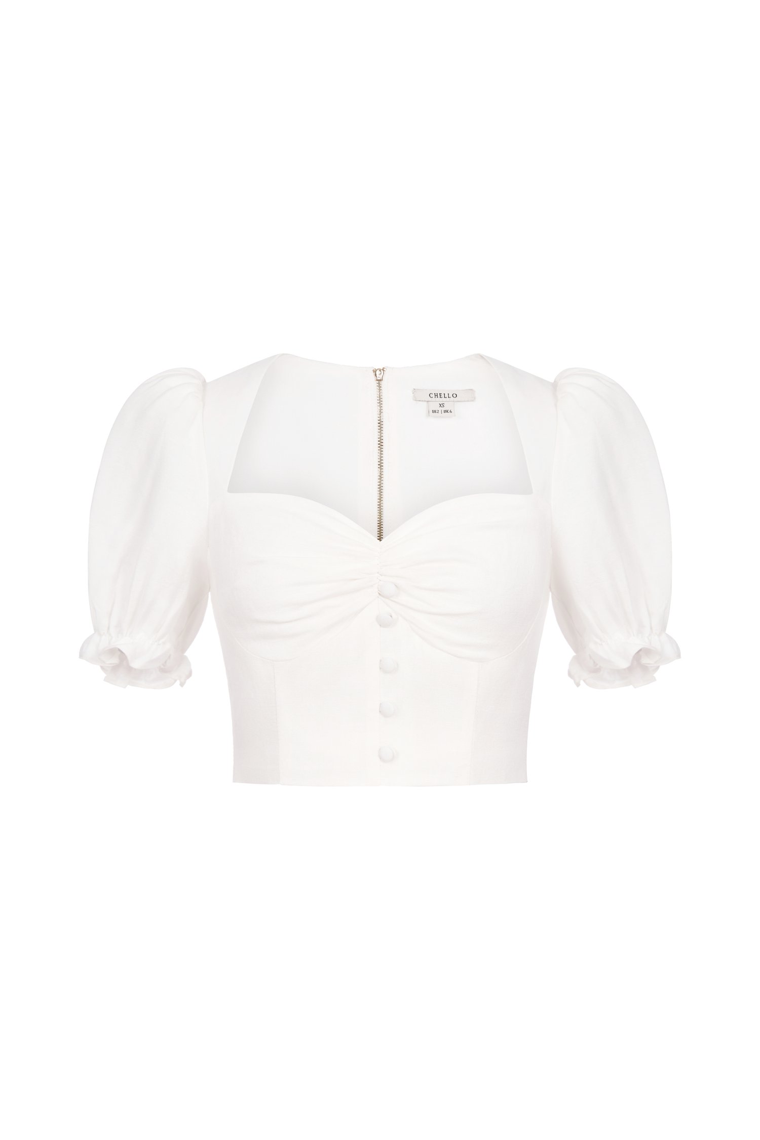Laurine Sweetheart Puff Sleeves Top in Iconic White
