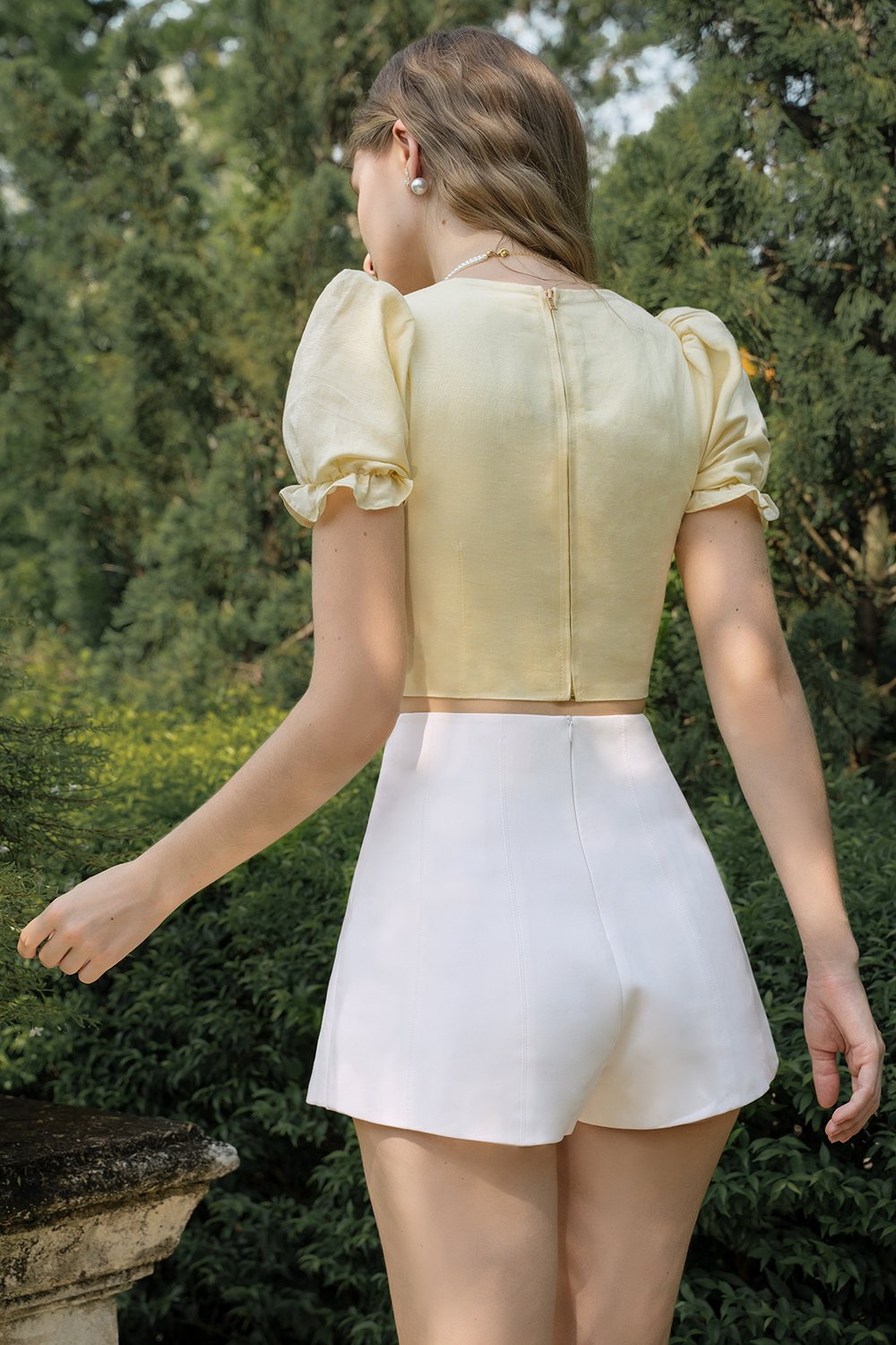 Arielle Topstitch Skort in Iconic White