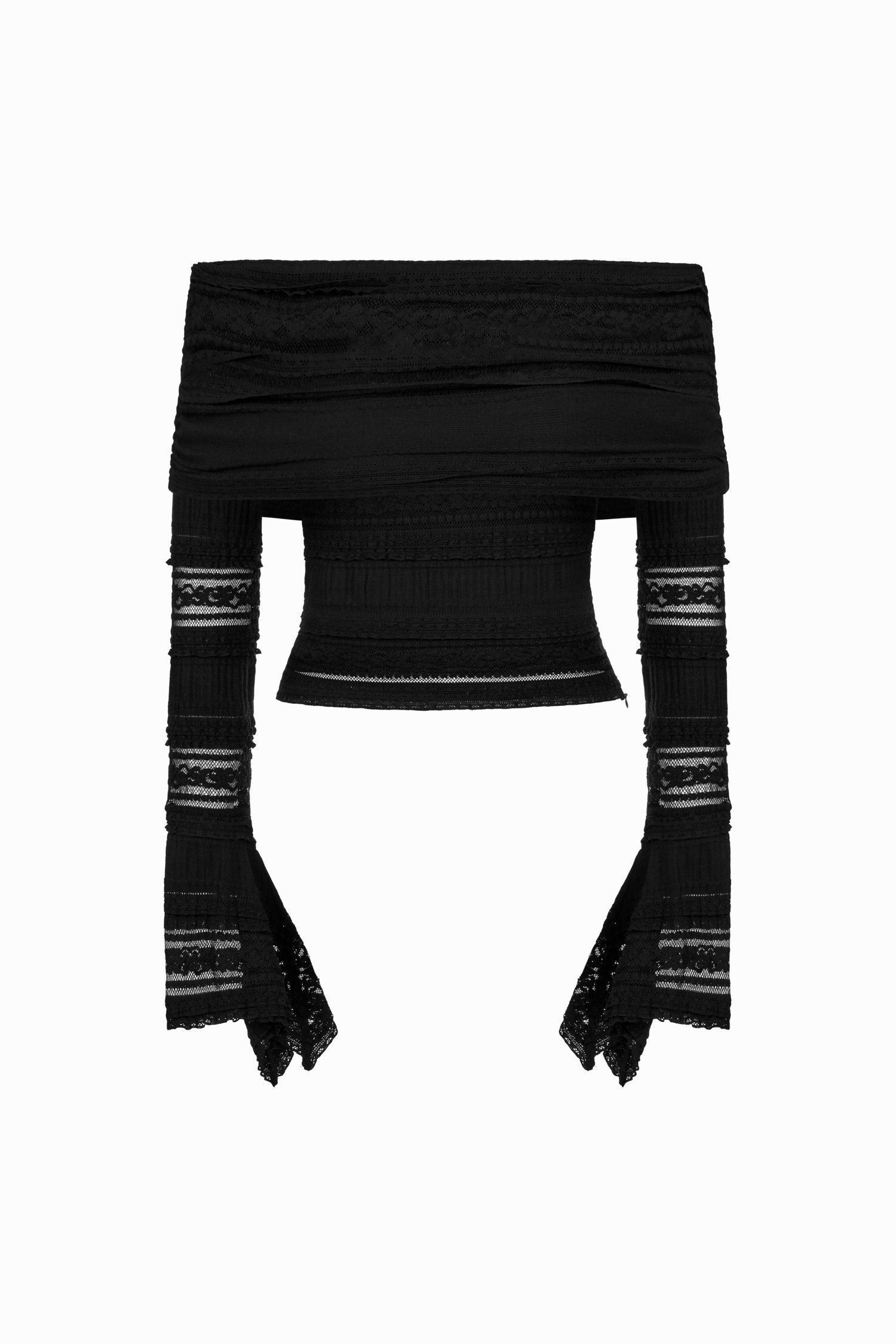 Nicolette Off Shoulder Lace Top in Classic Black