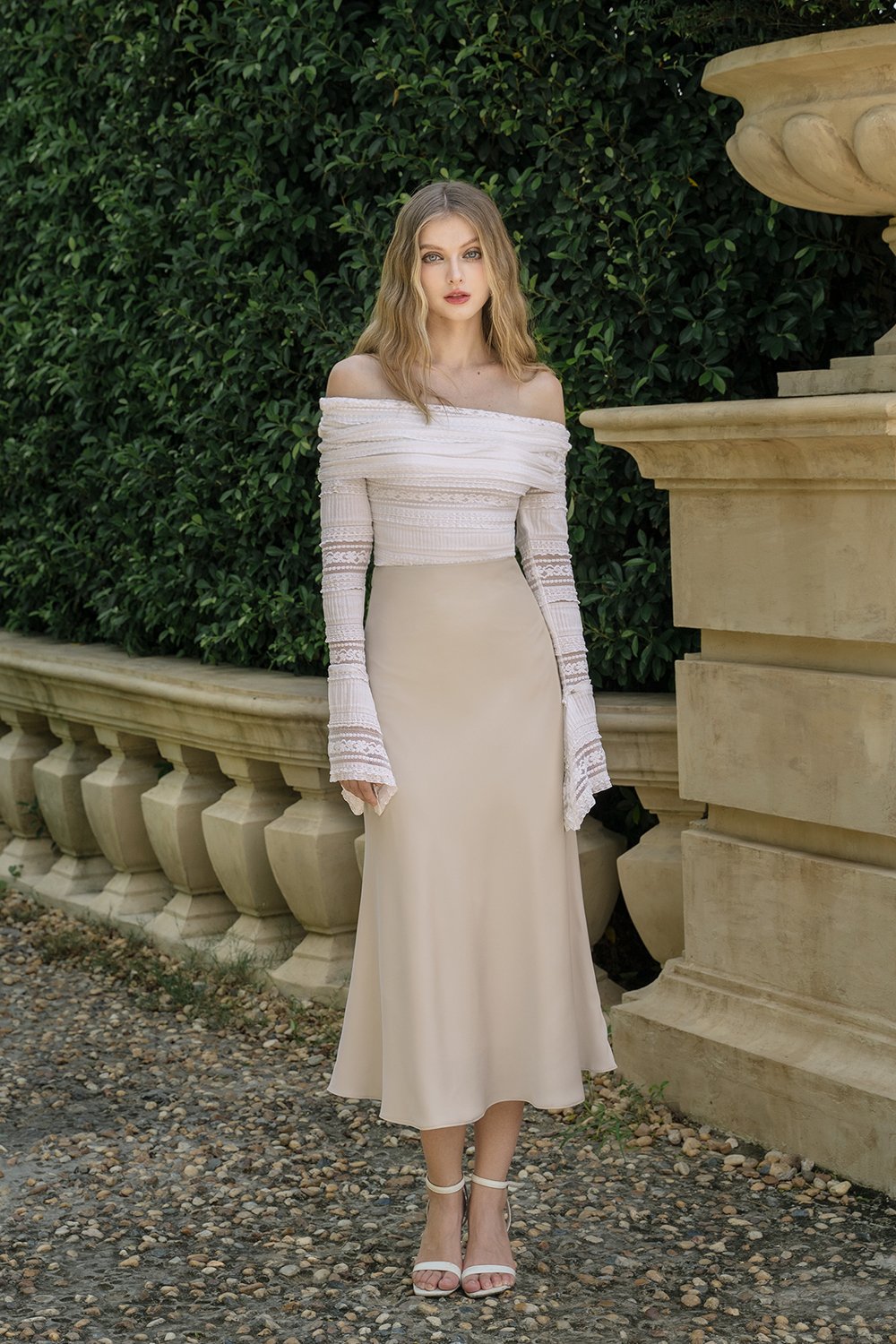 Nicolette Off Shoulder Lace Top in Iconic White