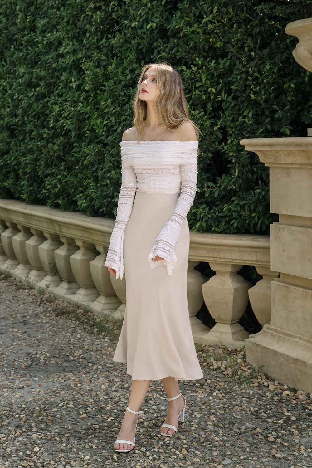 Nicolette Off Shoulder Lace Top in Iconic White