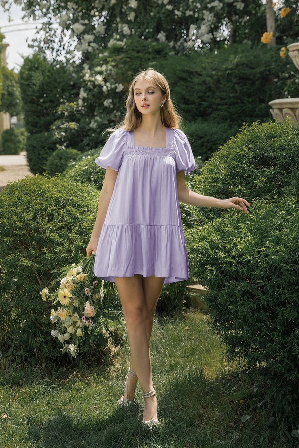 Delilah Smock Mini Dress in Romantic Lilac
