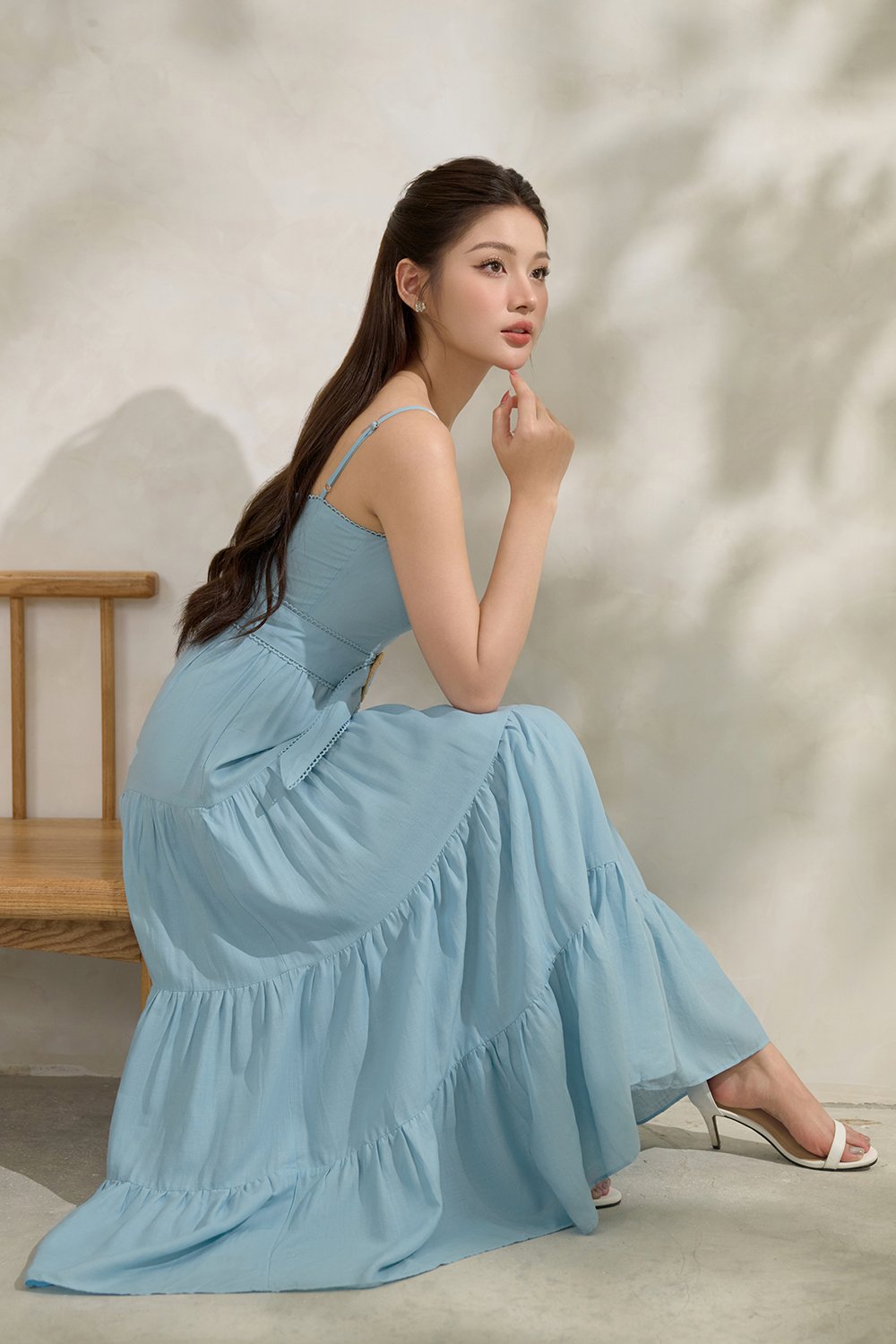 Aerilyn Belted Maxi Dress in Baby Blue