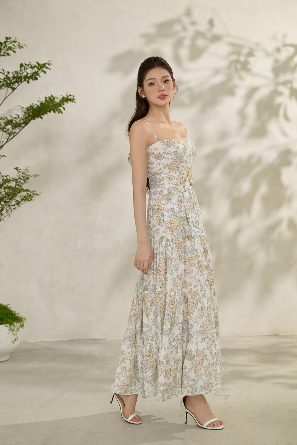Aerilyn Belted Maxi Dress in Sketchbook Blooms