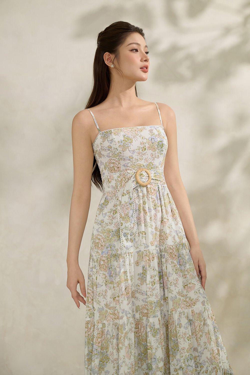 Aerilyn Belted Maxi Dress in Sketchbook Blooms