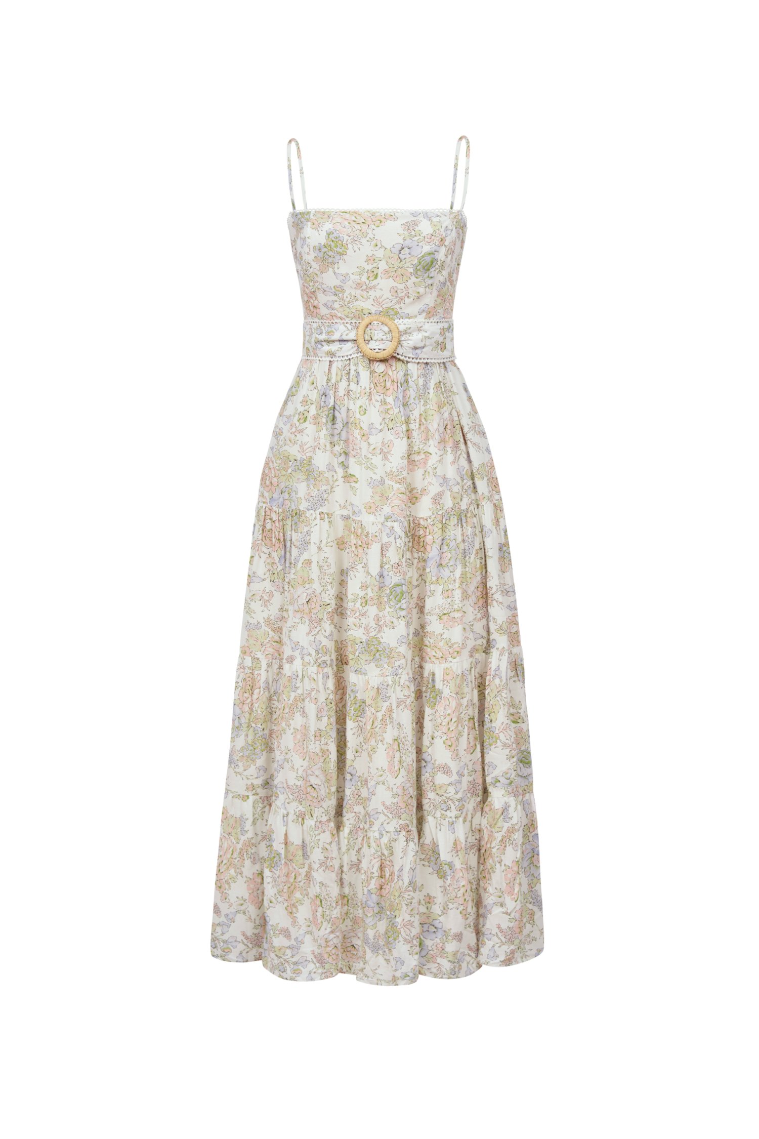 Aerilyn Belted Maxi Dress in Sketchbook Blooms