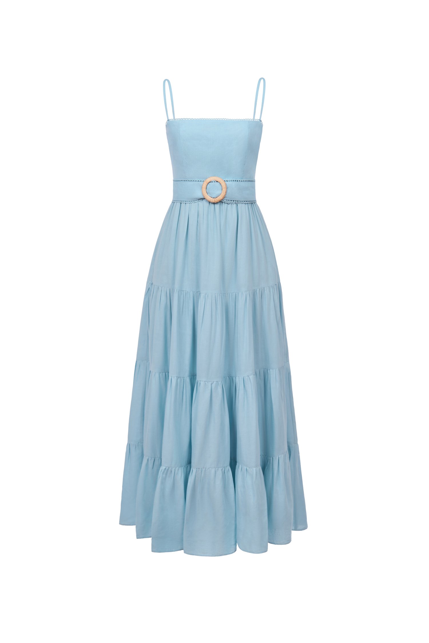 Aerilyn Belted Maxi Dress in Baby Blue