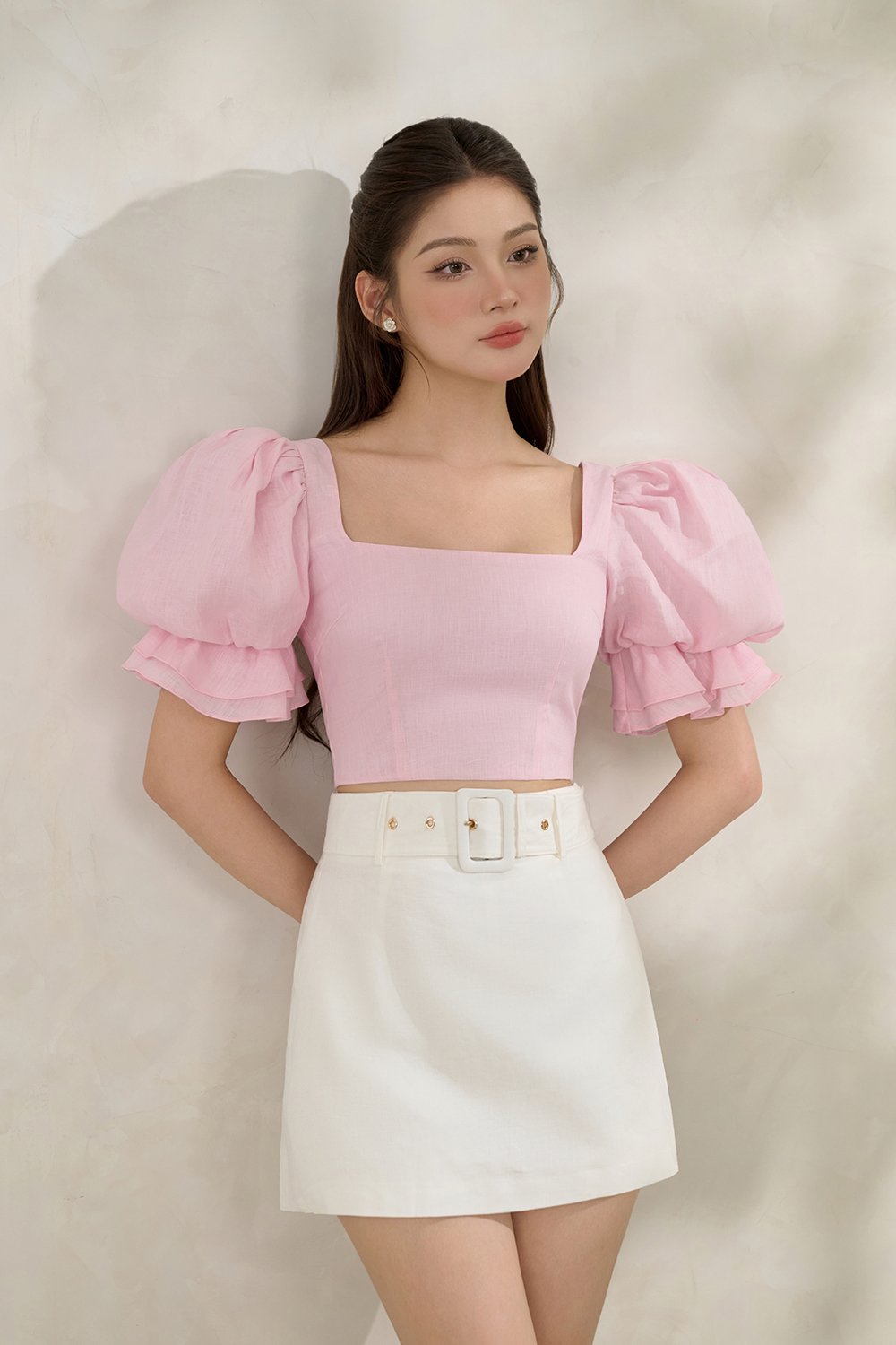 Brienne Belted Skorts in Iconic White