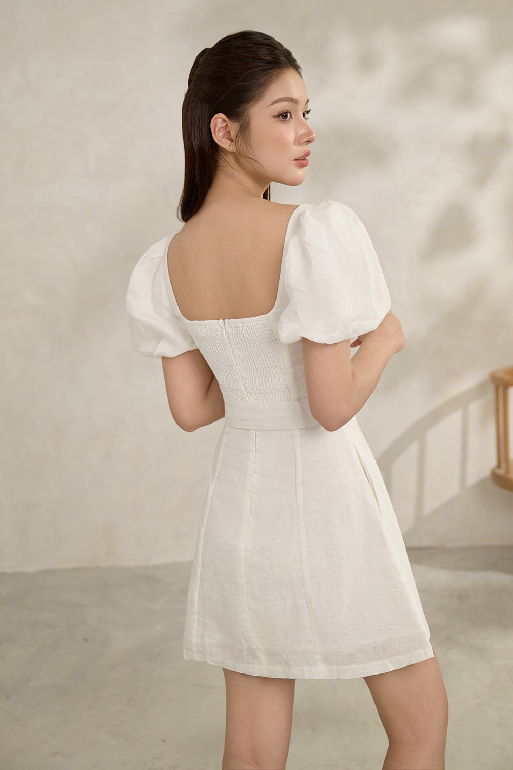 Clover Belted Mini Dress in Iconic White
