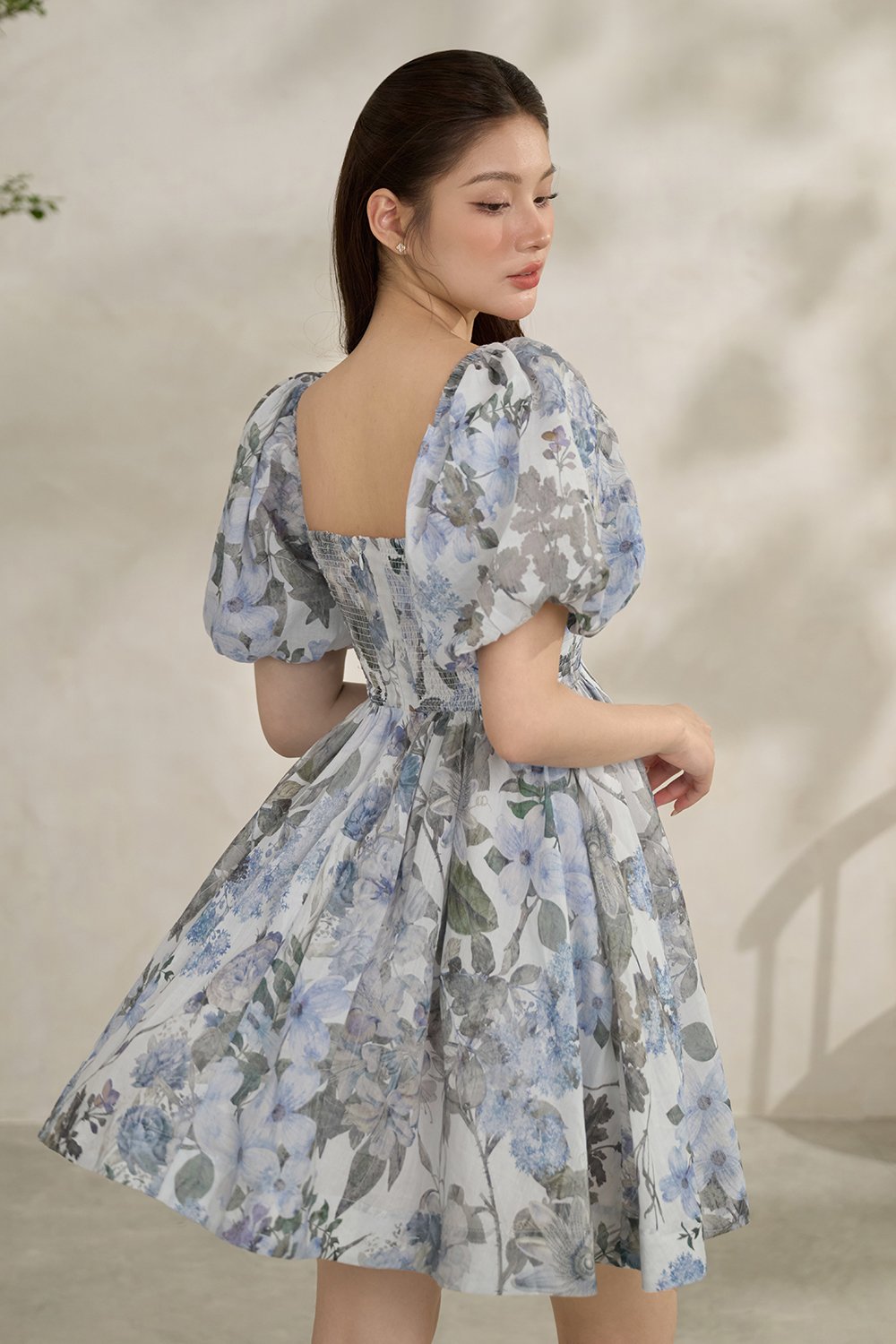 Haven Puff Dreamy Mini Dress in Blue Enchanted Blooms