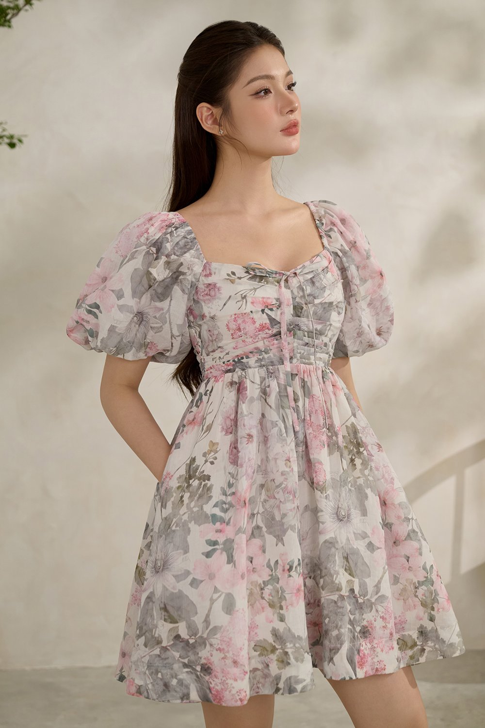 Haven Puff Dreamy Mini Dress in Pink Enchanted Blooms