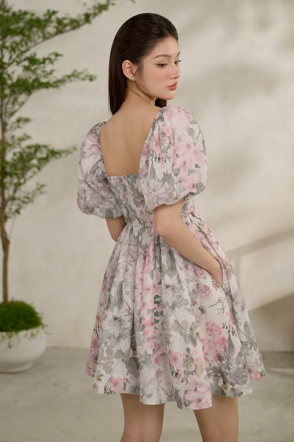 Haven Puff Dreamy Mini Dress in Pink Enchanted Blooms