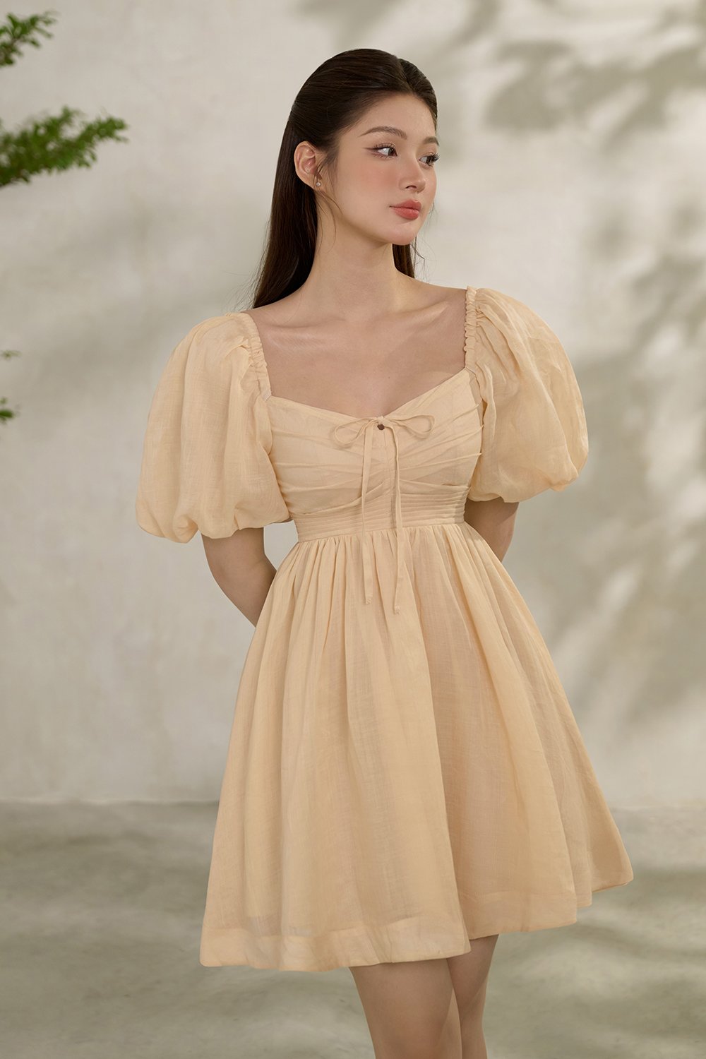 Haven Puff Dreamy Mini Dress in Sunshine Peach