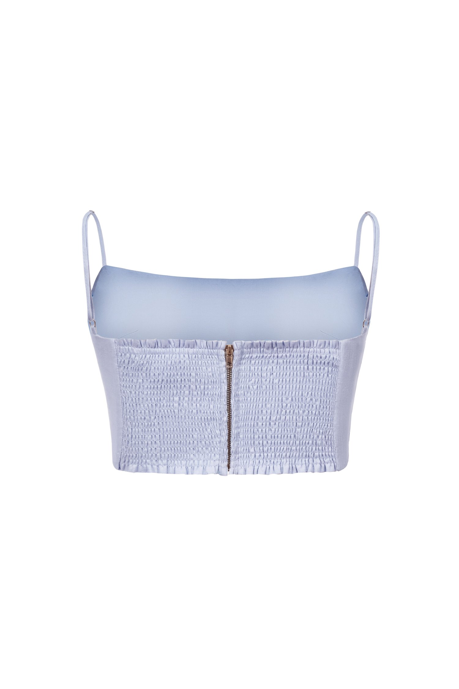 Laurel Pleated Strappy Cropped Top in Periwinkle Blue