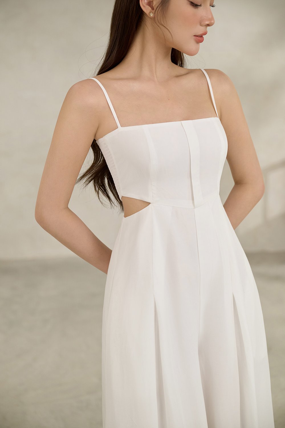 Maple Strappy Cut-Out Jumpsuit in Iconic White