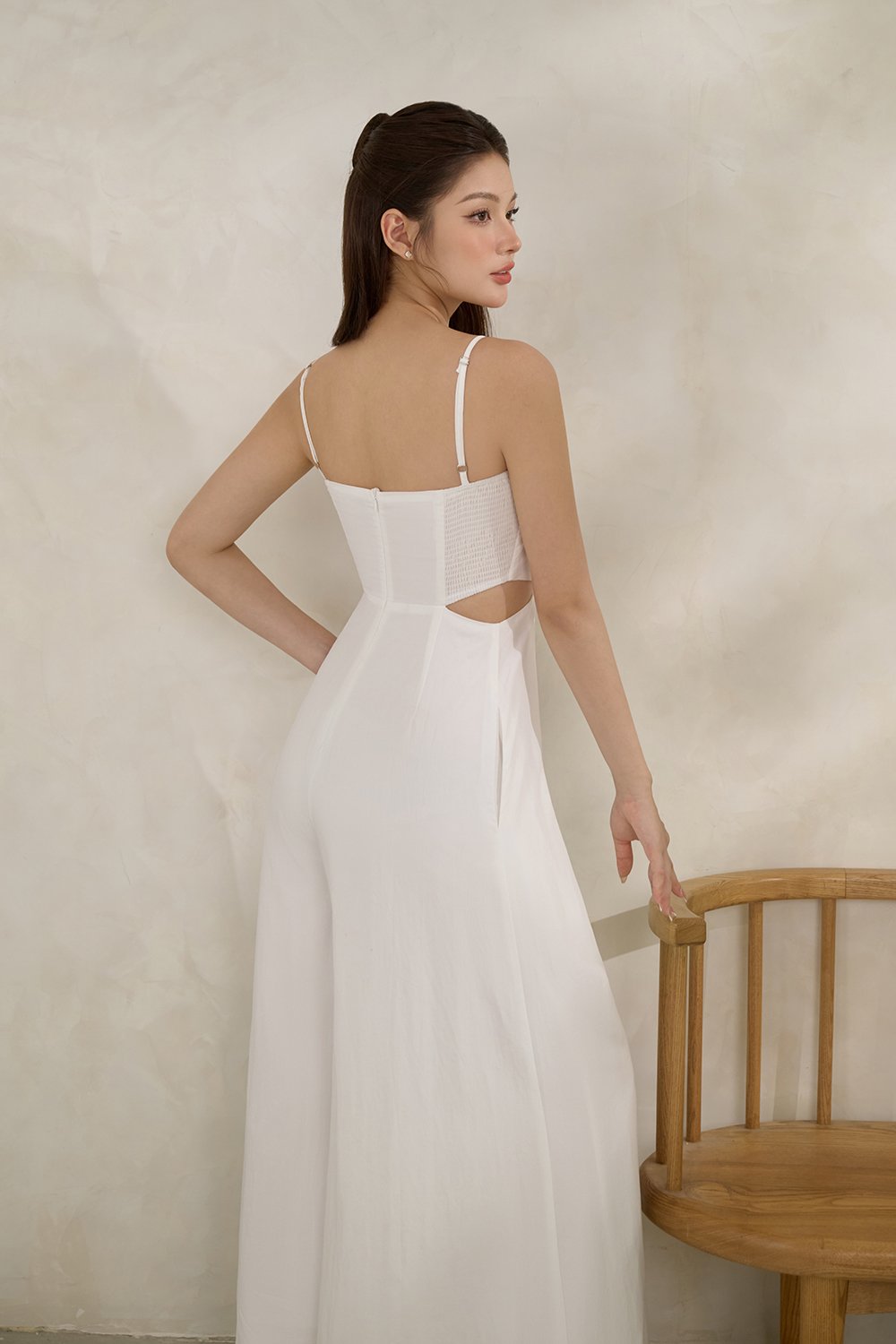 Maple Strappy Cut-Out Jumpsuit in Iconic White