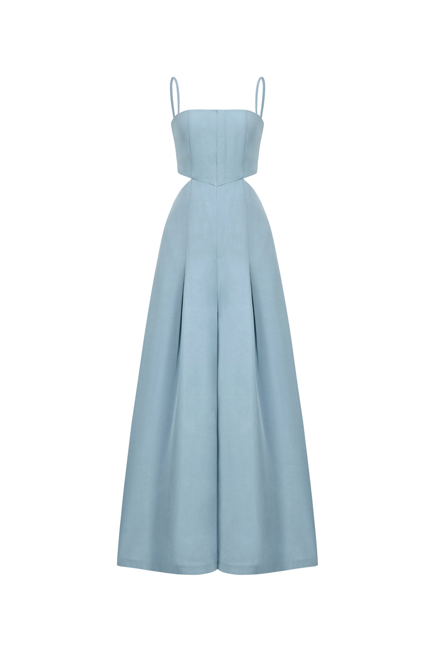 Maple Strappy Cut-Out Jumpsuit in Pewter Blue