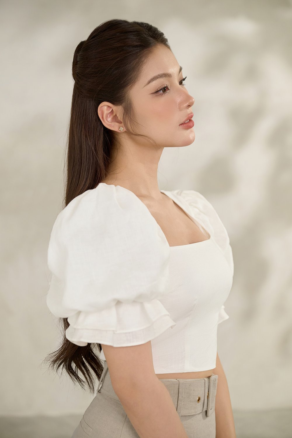 Niamh Square Neck Crop Top in Iconic White