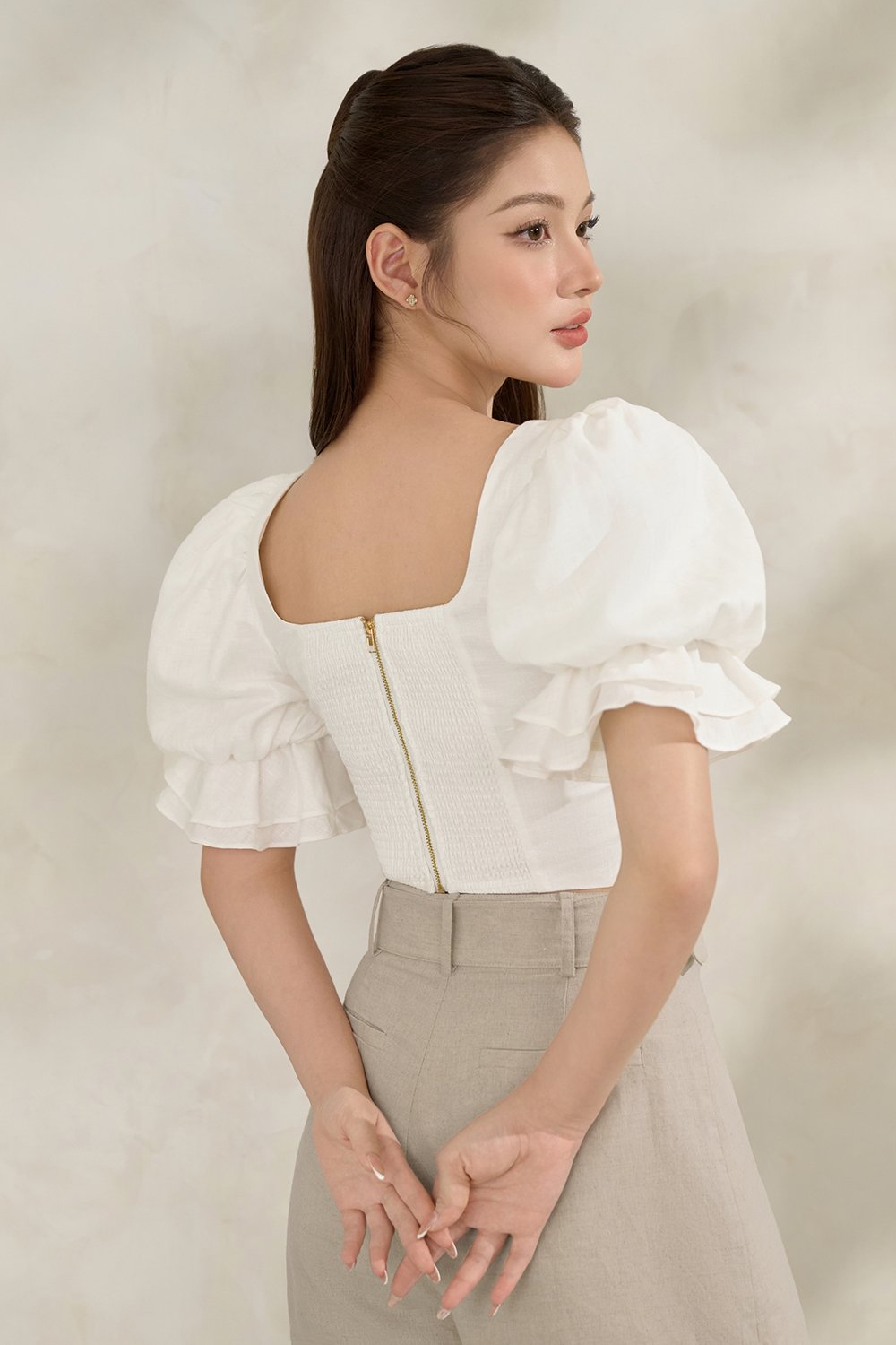 Niamh Square Neck Crop Top in Iconic White