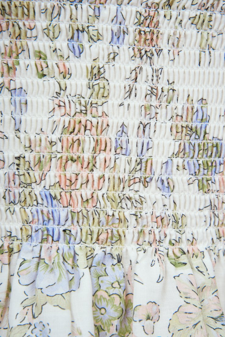 Thalia Shirred Peplum Top in Sketchbook Blooms