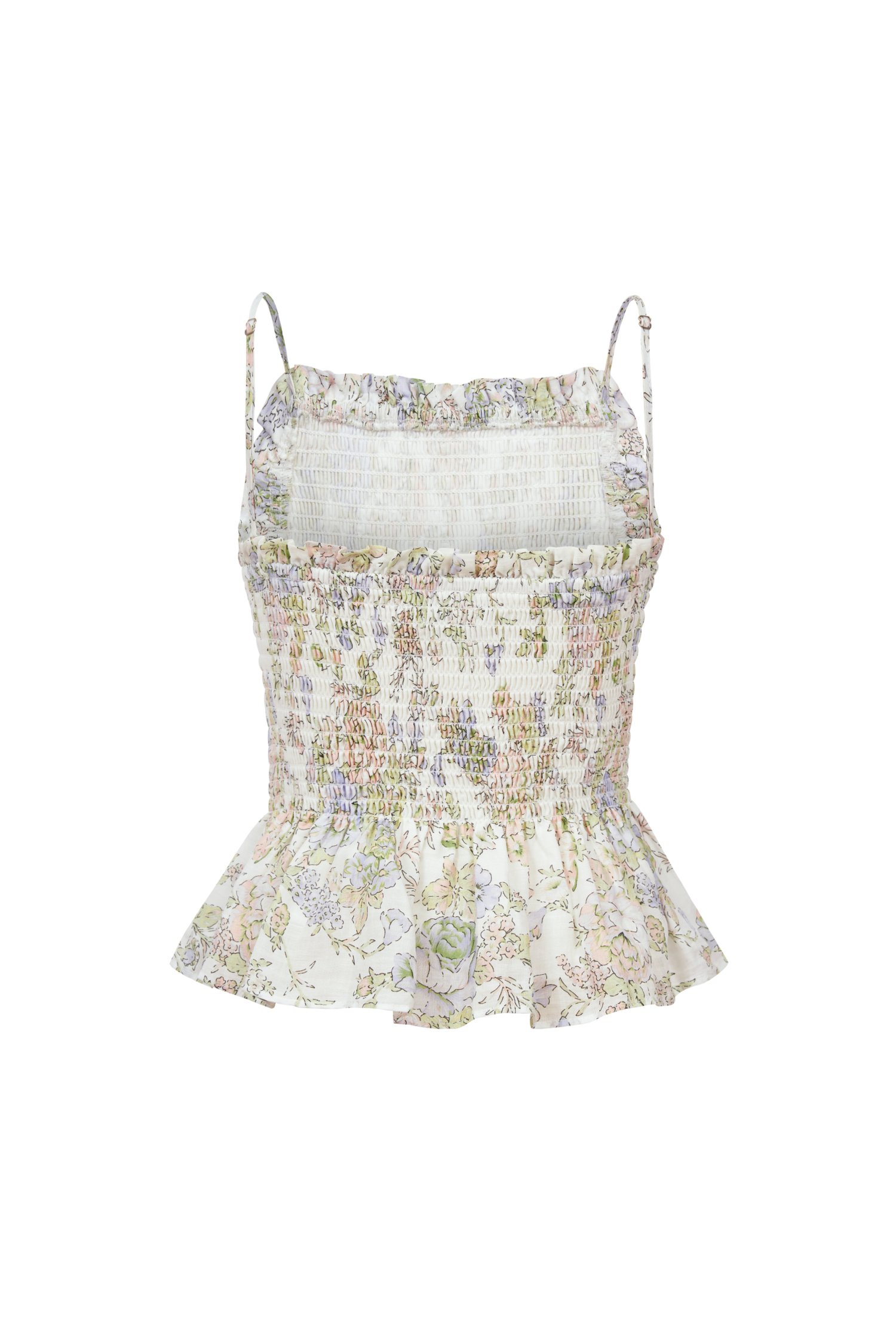 Thalia Shirred Peplum Top in Sketchbook Blooms