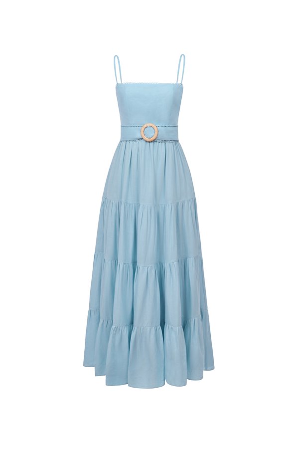 Aerilyn Belted Maxi Dress in Baby Blue