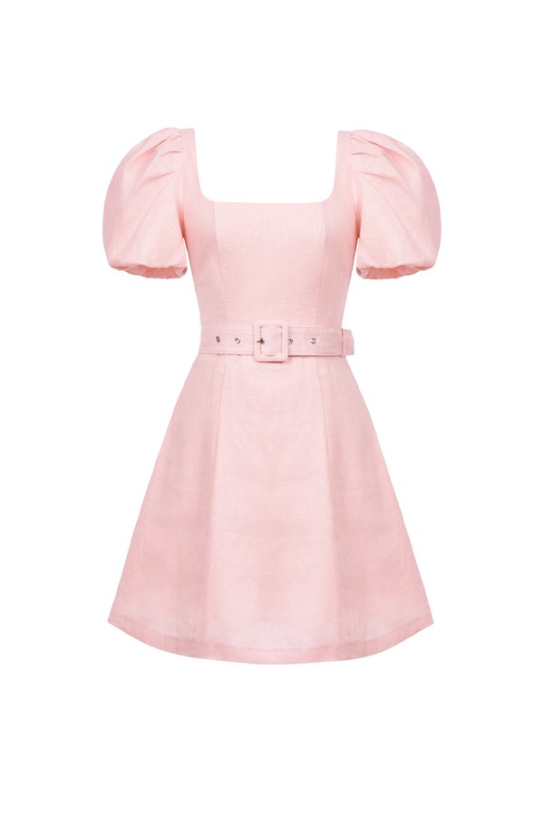 Clover Belted Mini Dress in Light Pink