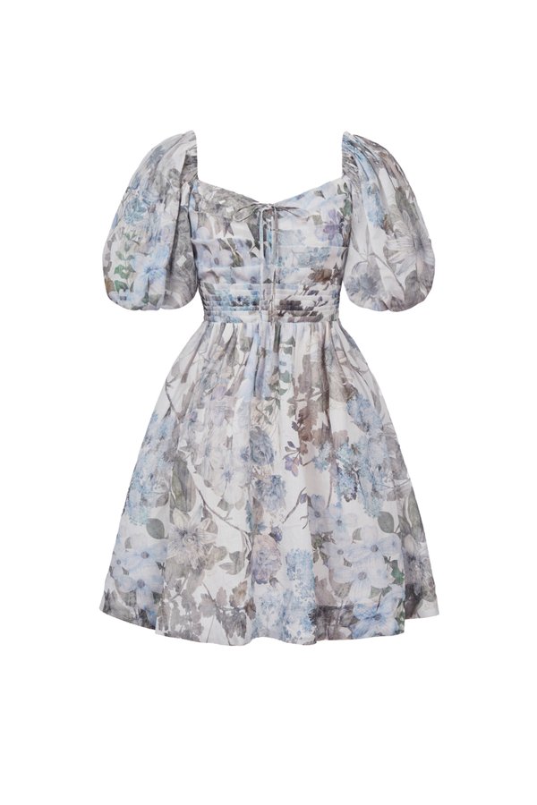 Haven Puff Dreamy Mini Dress in Blue Enchanted Blooms