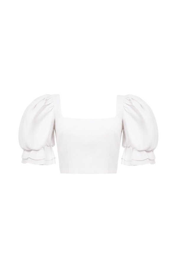 Niamh Square Neck Crop Top in Iconic White