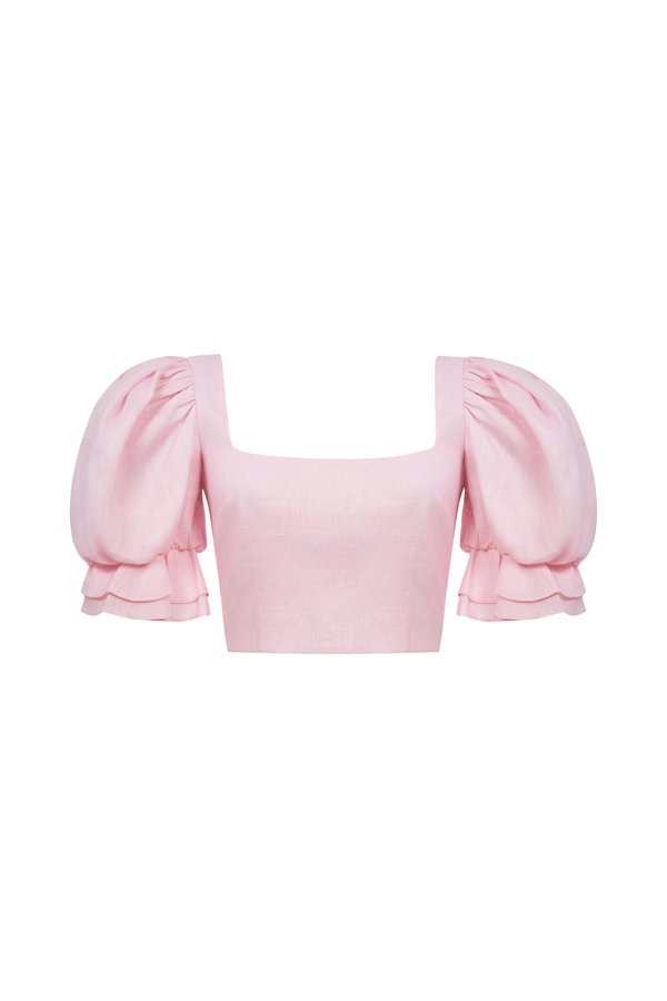 Niamh Square Neck Crop Top in Powder Pink
