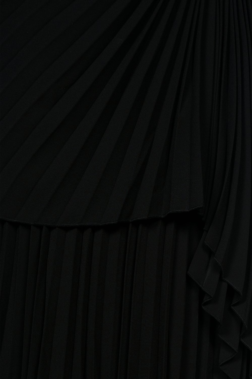 Emaline Pleated Layered Midi Dress in Classic Black