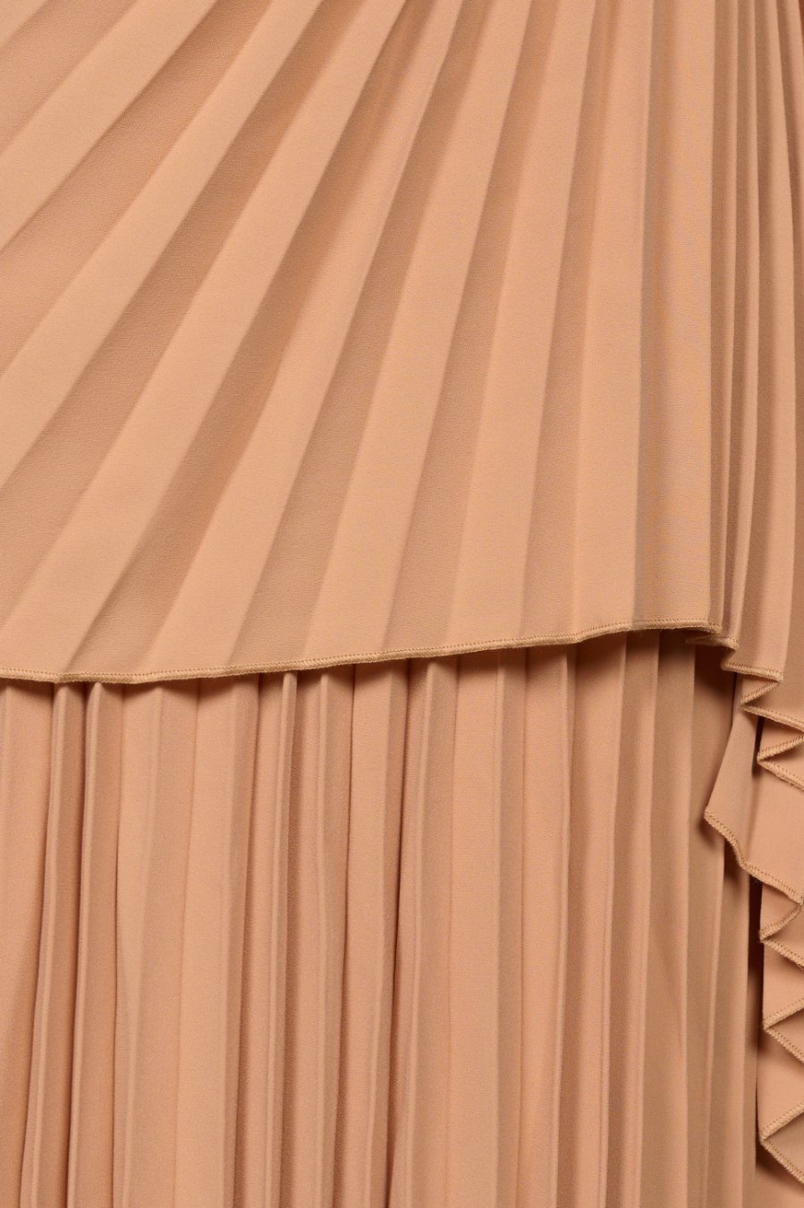 Emaline Pleated Layered Midi Dress in Amber Sand