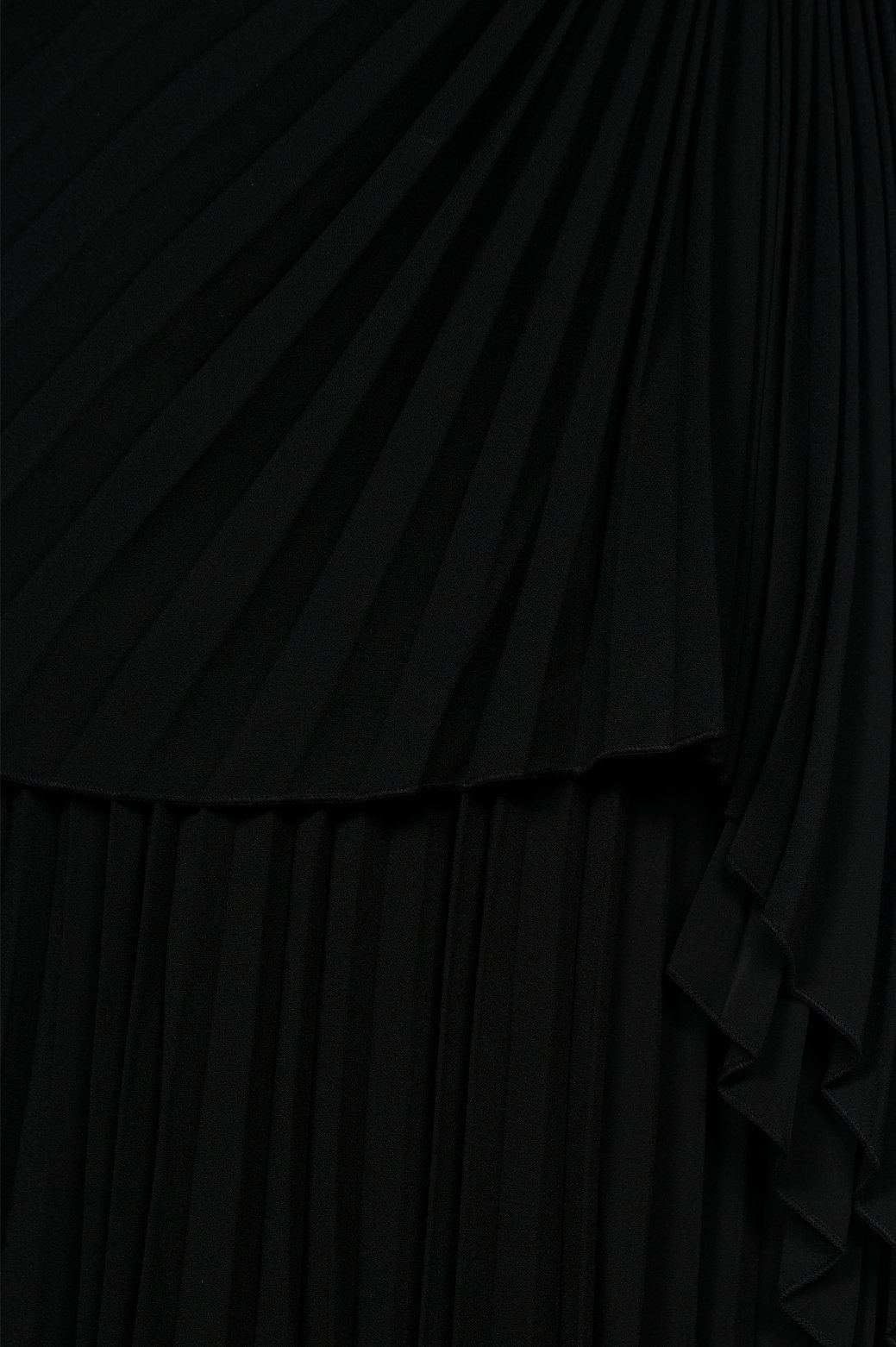 Emaline Pleated Layered Midi Dress in Classic Black