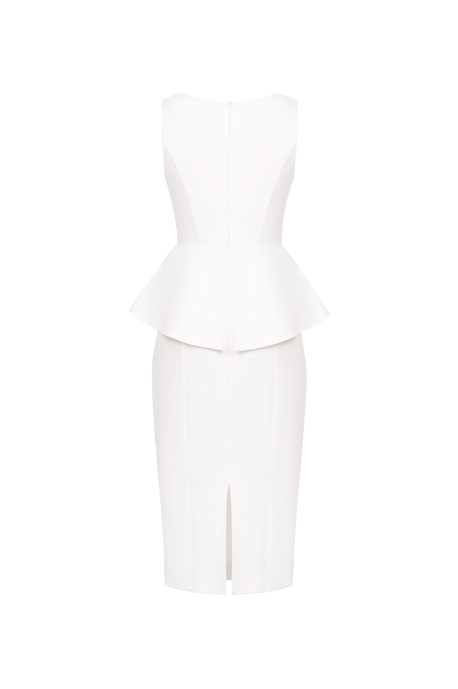 Kinley Sleek Peplum Pencil Dress in Iconic White
