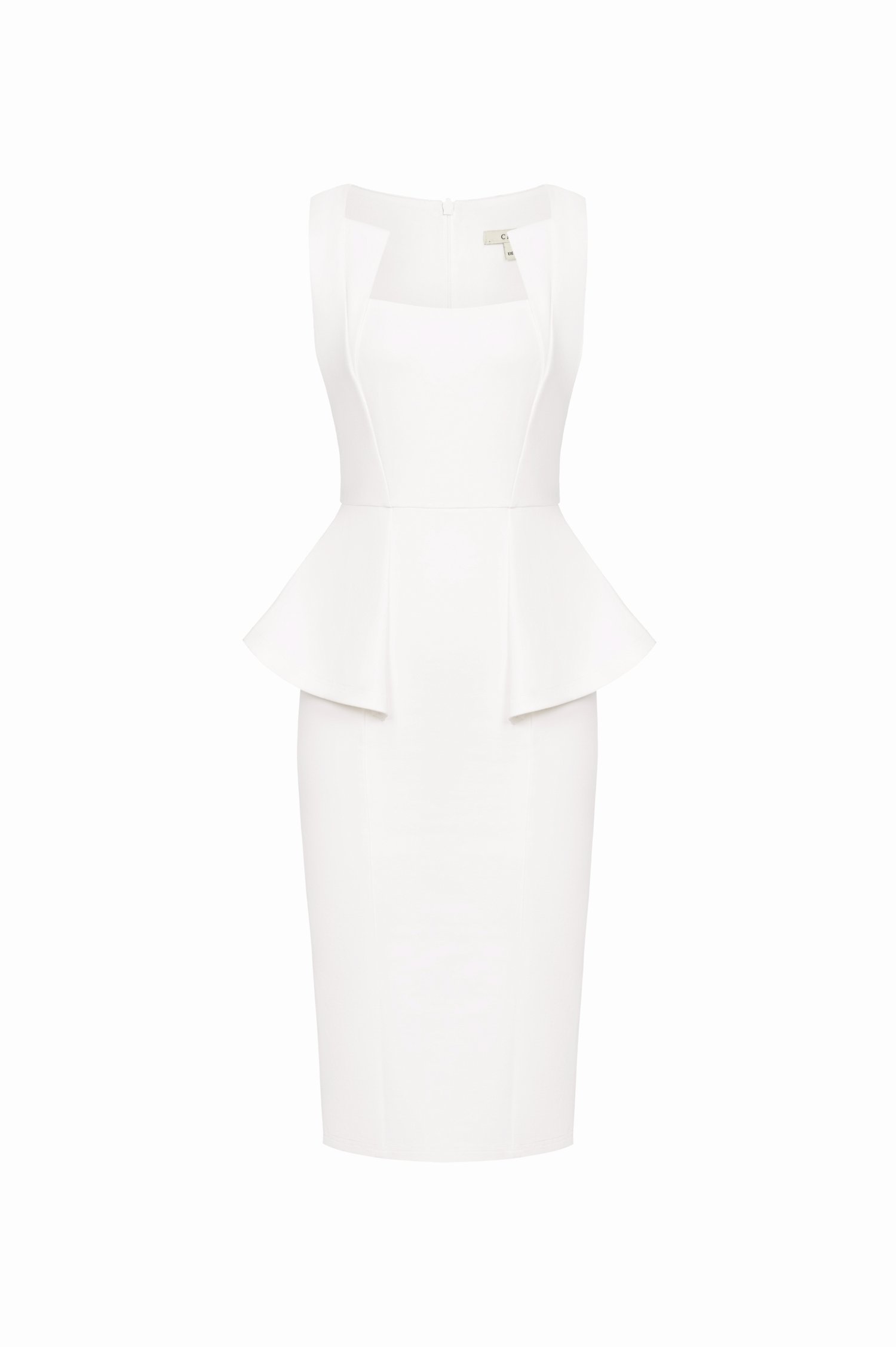 Kinley Sleek Peplum Pencil Dress in Iconic White
