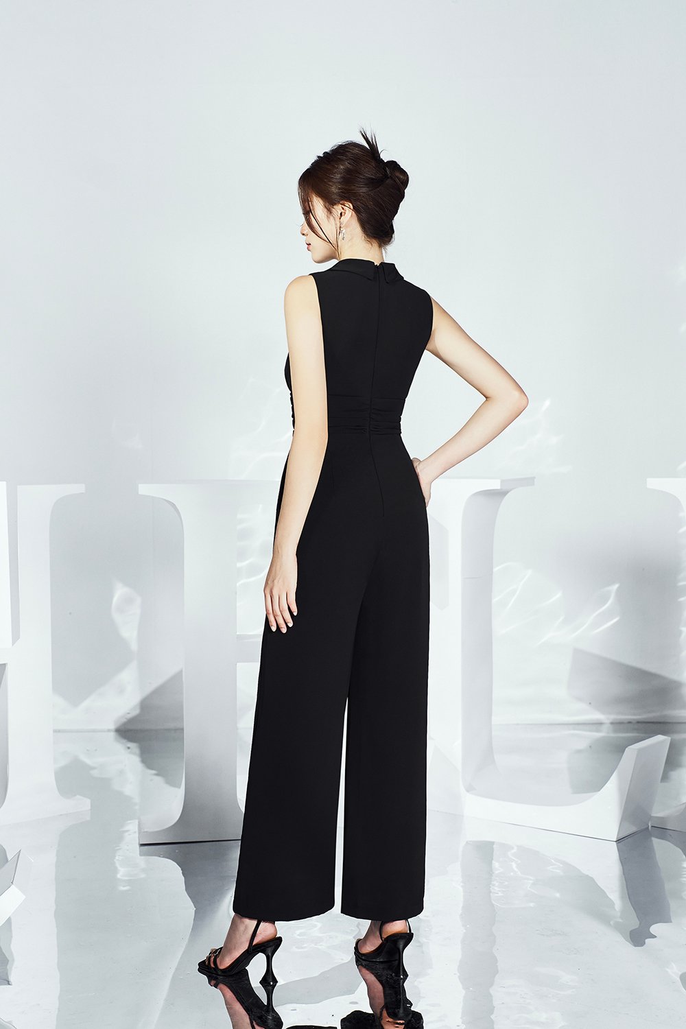 Reika Ruched Jumpsuit in Classic Black