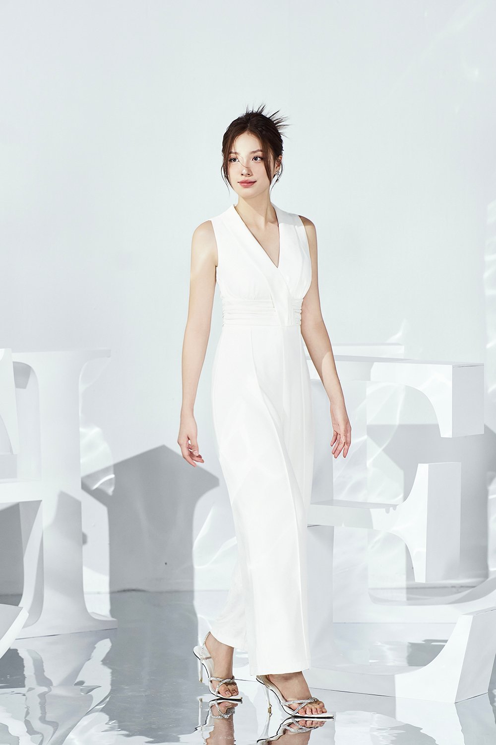 Reika Ruched Jumpsuit in Iconic White