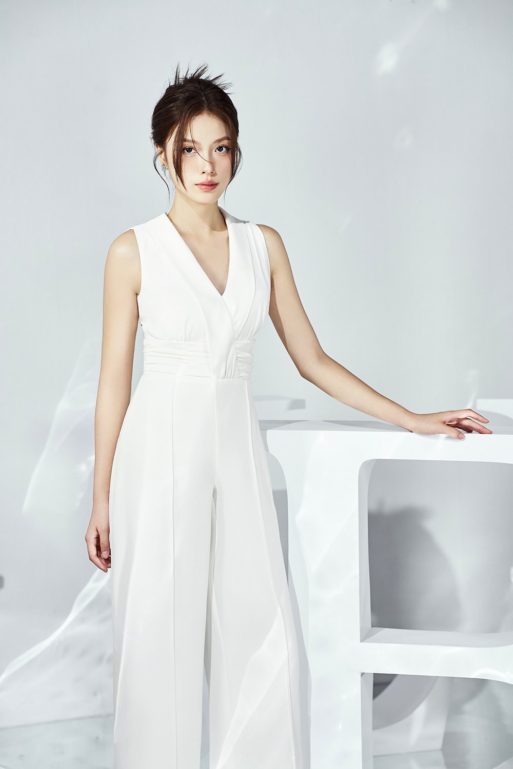 Reika Ruched Jumpsuit in Iconic White