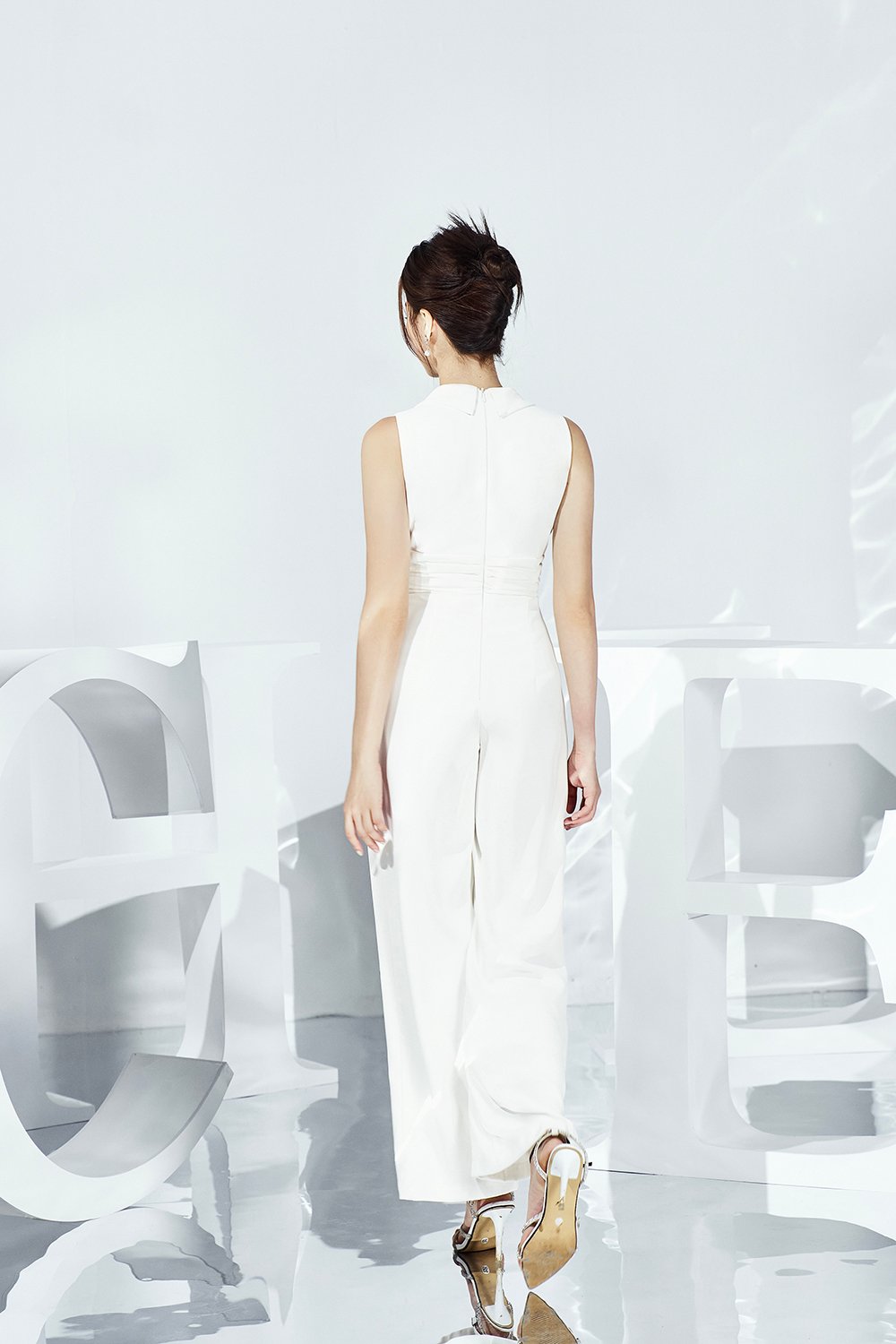 Reika Ruched Jumpsuit in Iconic White