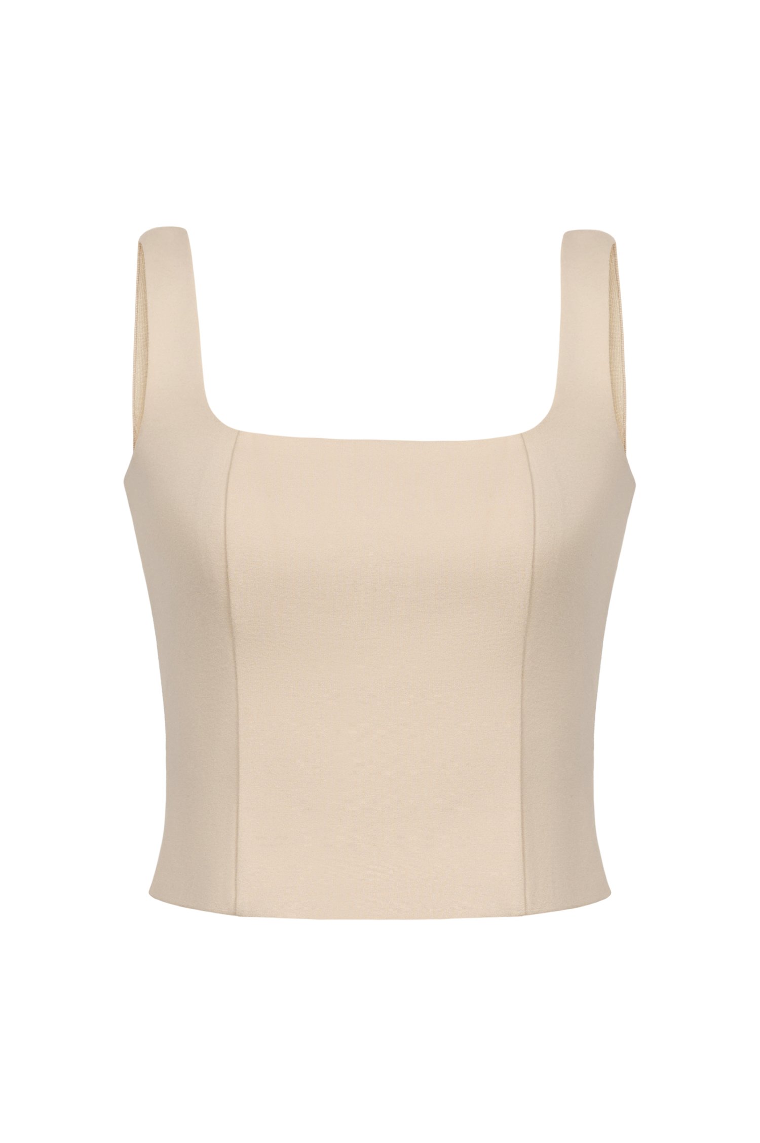 Sia Padded Square Neck Top in Almond
