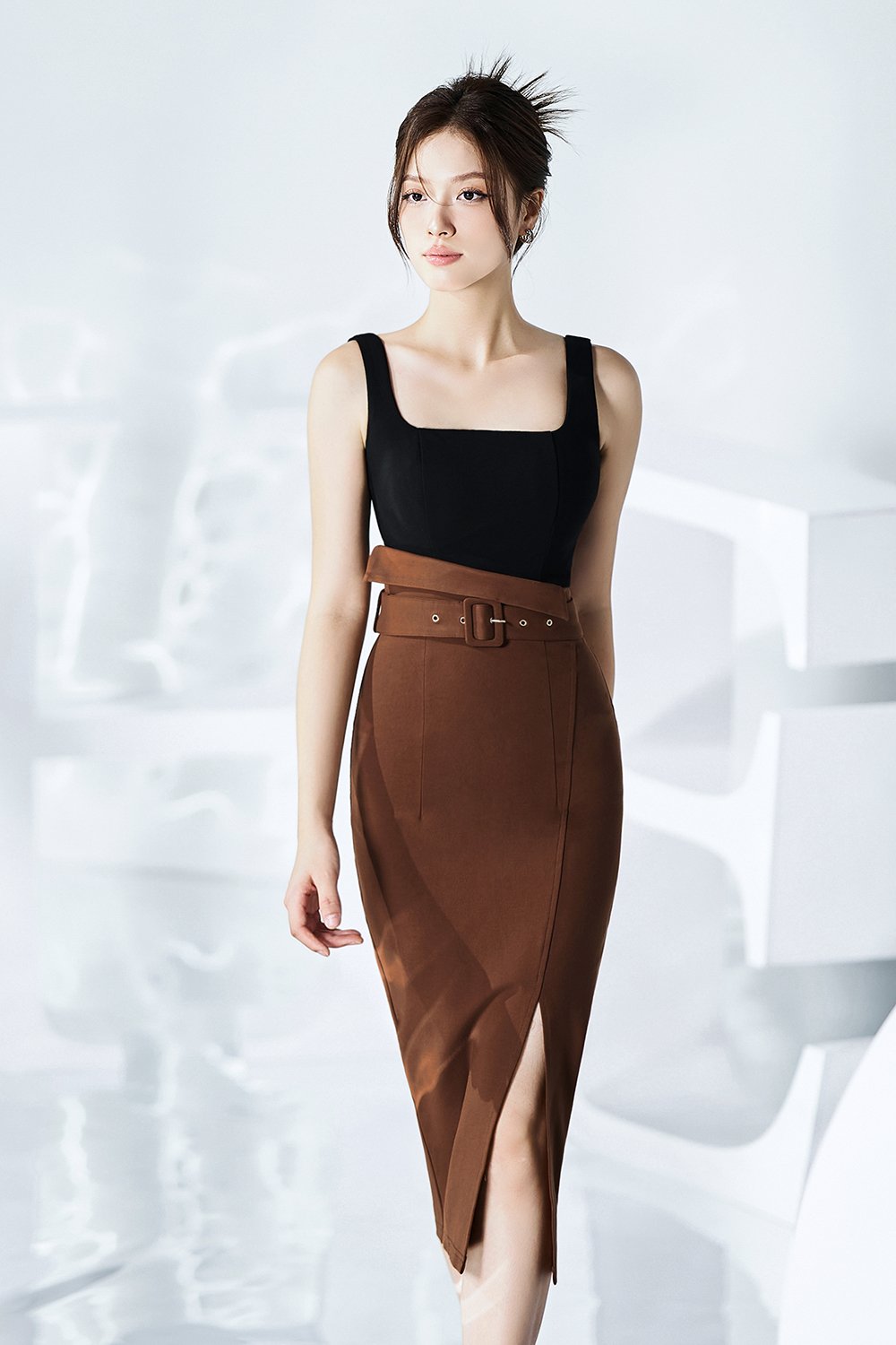 Sia Padded Square Neck Top in Classic Black