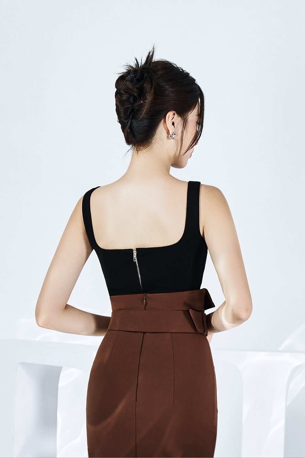 Sia Padded Square Neck Top in Classic Black